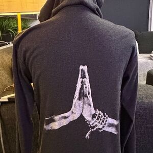 OM grey zipper hoodie size L